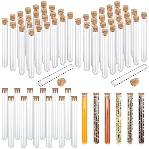 Sherr 50 Pcs Glass Test Tubes with Cork Stoppers Glass Bottles Jars Propagation Tubes for Scienti... | Amazon (US)