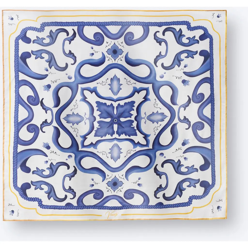 VISCATA Square Scarf in Majolica Blue at Nordstrom | Nordstrom