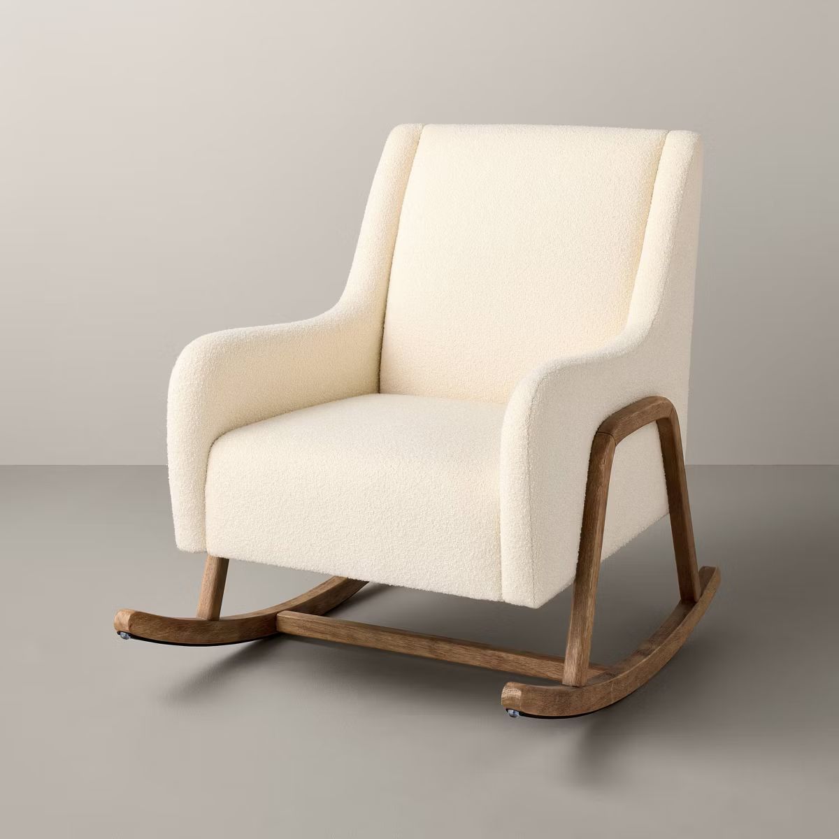 Boucle Upholstered Nursery Rocking Chair Oak/Cream - Hearth & Hand™ with Magnolia | Target