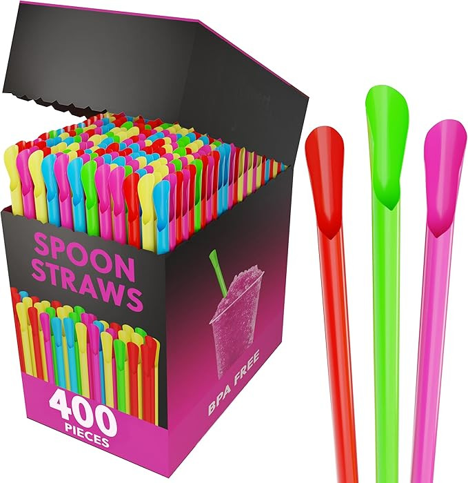 Sno-Cone Spoon Straws (400, Mixed Neon) | Amazon (US)