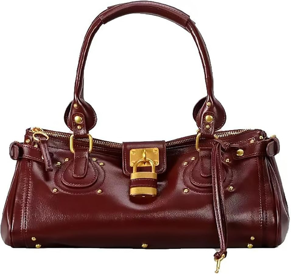 louceko Women PU Leather Vintage Y2K Studded Padlock Underarm Shoulder Purse Top Handle Handbag L... | Amazon (CA)
