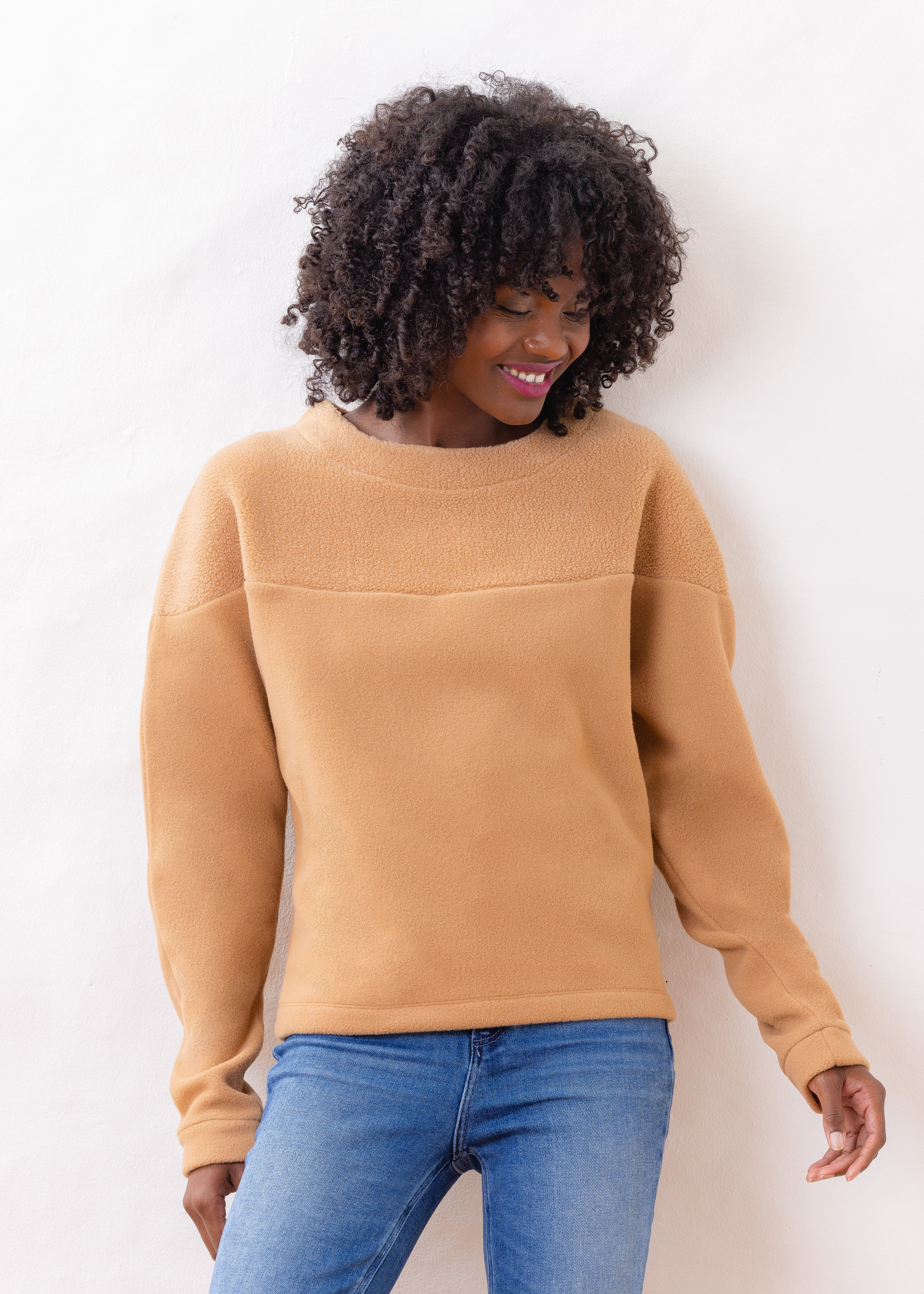 Avon Pullover in Vello Fleece (Camel) | Dudley Stephens