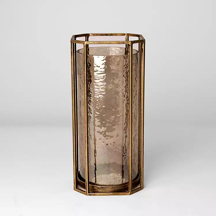 Gold Faceted Glass Hurricane Lantern, 11.5 in. | Kirklands Home | Kirklands