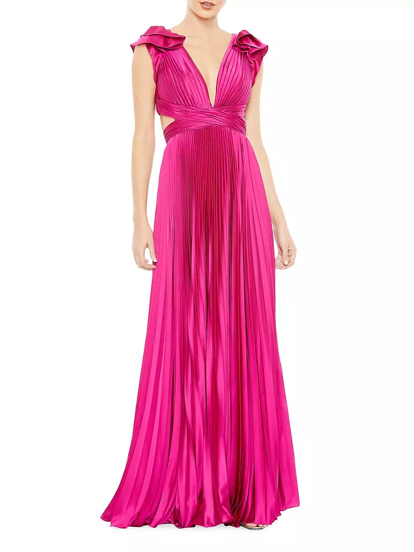 Ieena Pleated Lace-Up Satin Gown | Saks Fifth Avenue