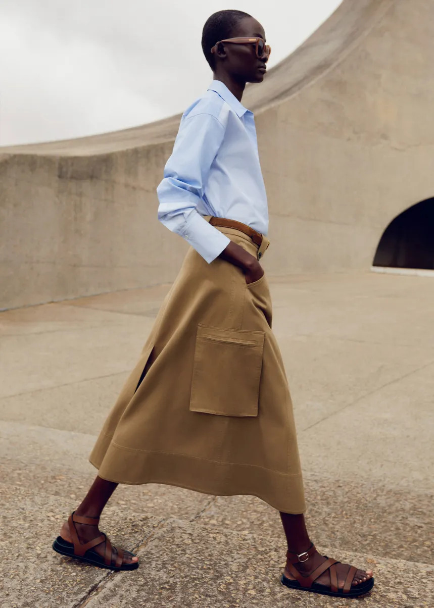 Cotton Utility Midi Skirt | ME+EM Global (Excluding US)