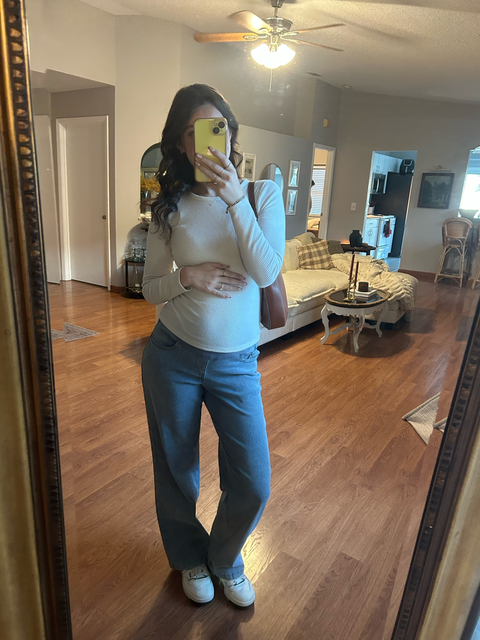 Wearing size small in top, size medium in maternity pants!

#LTKSeasonal #LTKbump #LTKfindsunder50