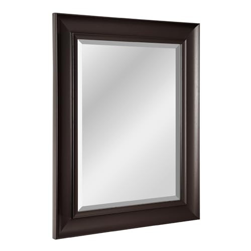 Head West Espresso Dark Brown Framed Rectangle Wall Mirror, Wall Mounted Decorative Beveled Bathroom Mirror for Over Sink, Bedroom, and Living Room, 24" x 30" | Amazon (US)