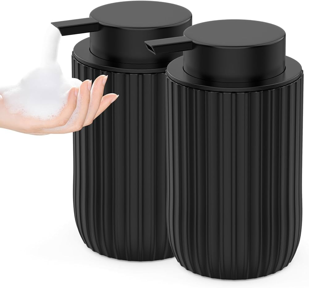 Ceramic Foaming Hand Soap Dispenser 2Pack，12 oz Bathroom Soap Dispensers， Lotion Dispenser fo... | Amazon (US)