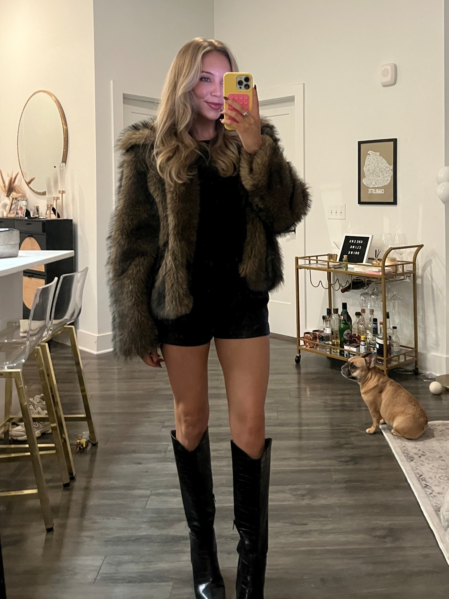 Black bodysuit, faux fur coat, faux leather shorts, black knee high boots winter outfitt

#LTKHoliday #LTKFindsUnder100 #LTKFindsUnder50