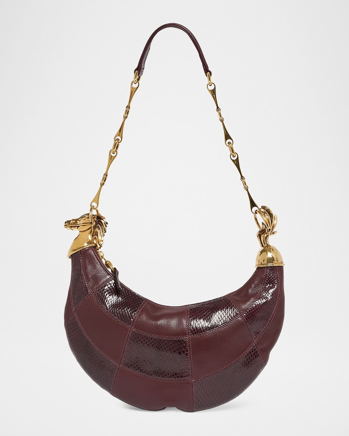 Chain Horse Shoulder Bag in Patchwork Leather | Neiman Marcus