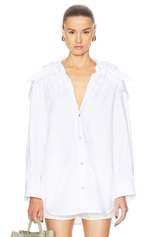 Bottega Veneta Long Sleeve Button Up Top in White | FWRD 