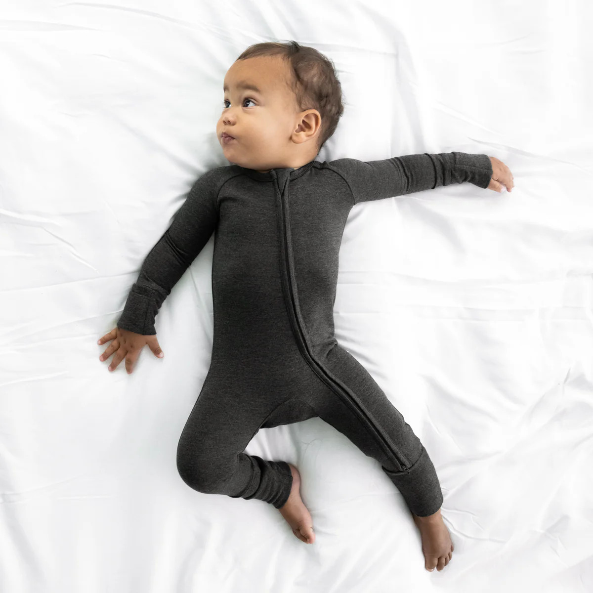 Heather Black Cozy Zippy | Little Sleepies