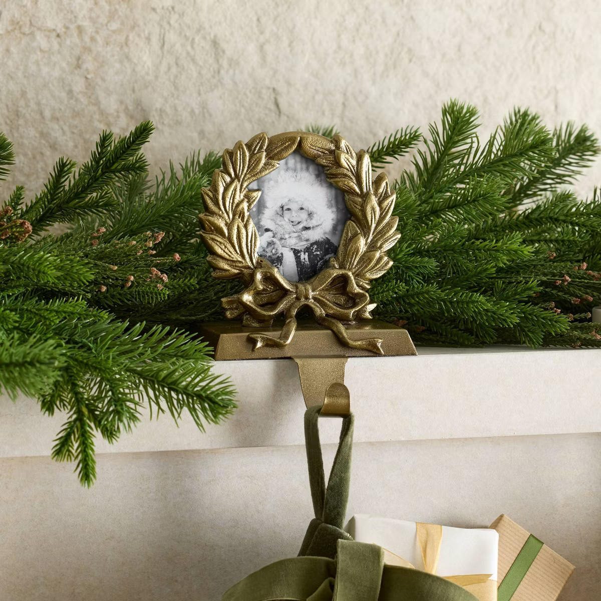 Wreath Picture Frame Christmas Stocking Holder Gold - Threshold™ designed with Studio McGee | Target