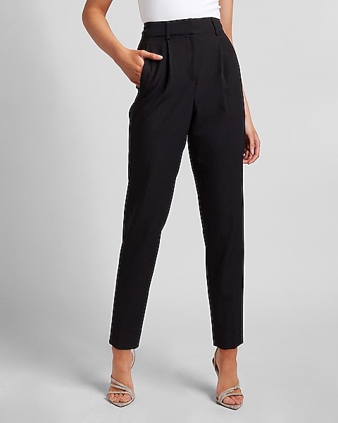 High Waisted Pleated Ankle Pant | Express