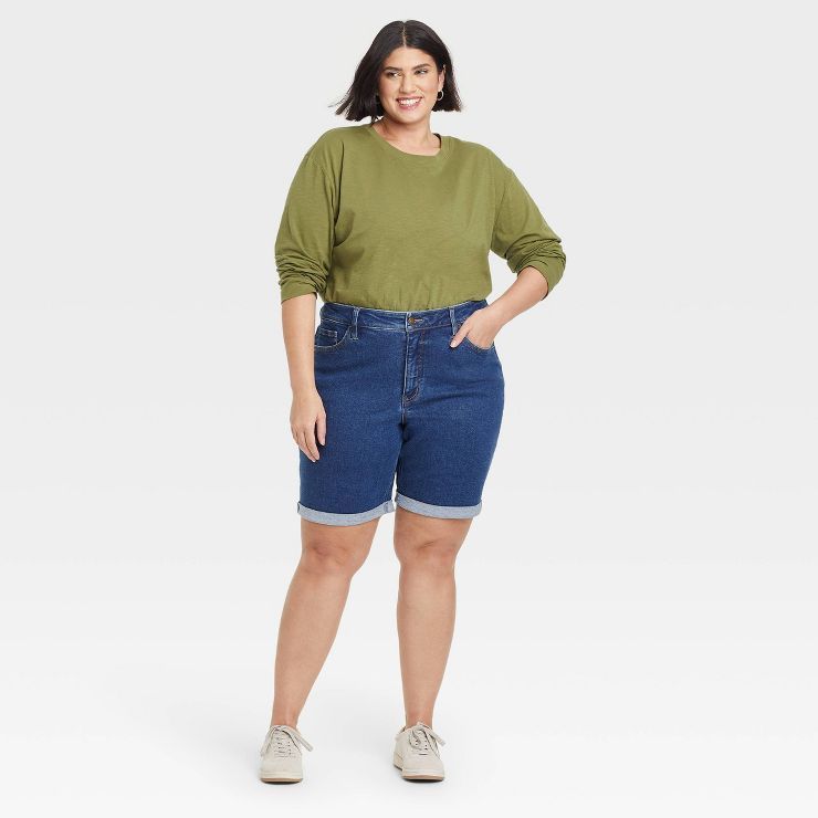 Women's Plus Size High-Rise Jean Shorts - Ava & Viv™ | Target