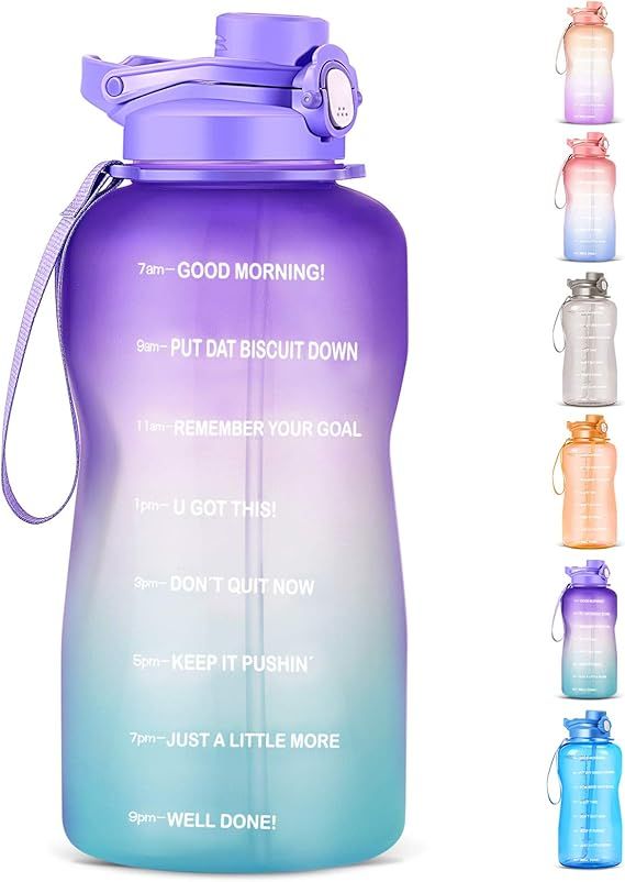 HydMotor Large 1 Gallon Water Bottle with Straw, BPA Free, Leak-proof, Gallon Water Jug with Moti... | Amazon (US)