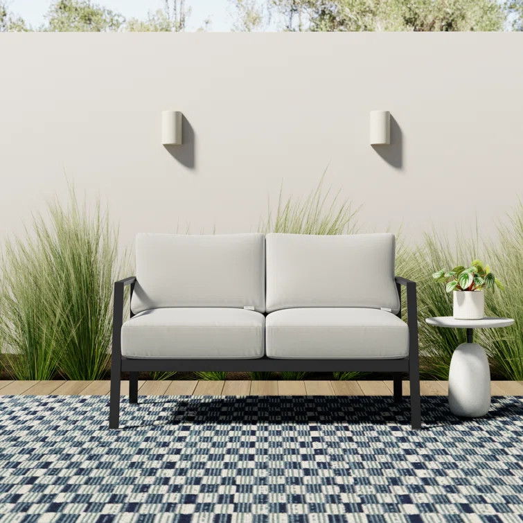 Armando 51” Aluminum Outdoor Loveseat with Sunbrella Cushions | Wayfair North America