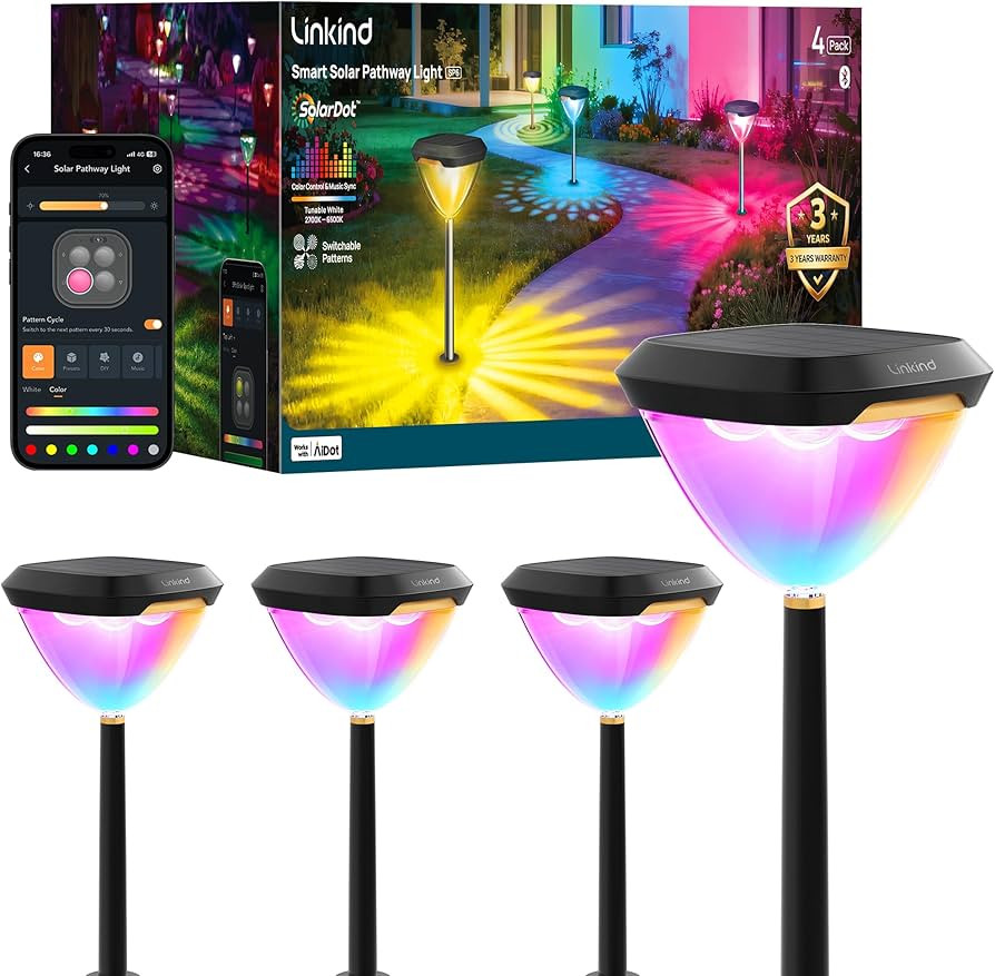Linkind Smart Solar Pathway Lights SP6, App/Voice Control Solar Lights Outdoor Waterproof, 43+ Pr... | Amazon (US)