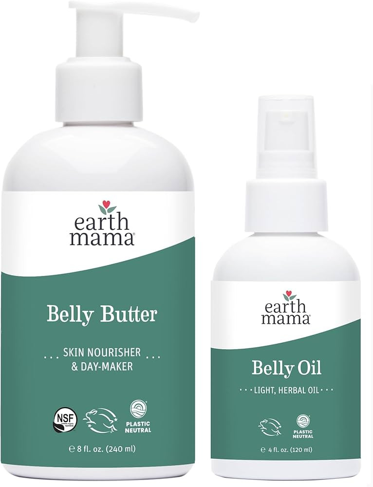 Earth Mama Belly Butter & Belly Oil Bundle for Dry, Stretching Skin | Moisturize + Encourage Skin... | Amazon (US)