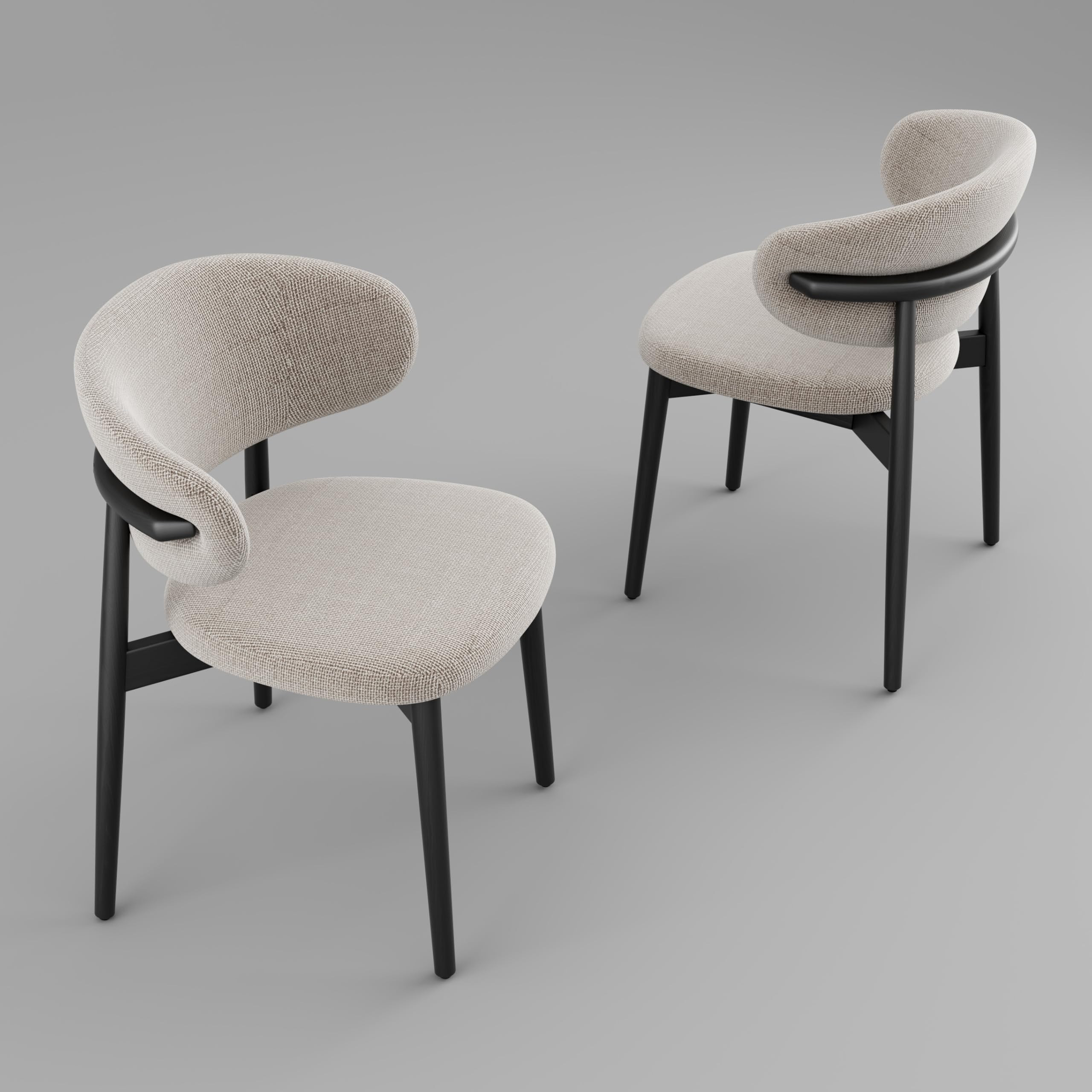 Modern Solid Wood Dining Chairs Set of 2 with Curved Back, Ergonomic Upholstered Seat, Natural Wo... | Amazon (US)