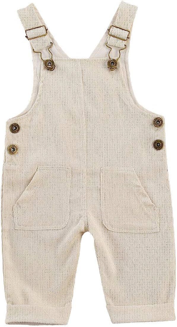 Newborn Infant Baby Boy Girl Fall Winter Suspender Pants Overalls Corduroy Bib Pants Trousers with P | Amazon (US)