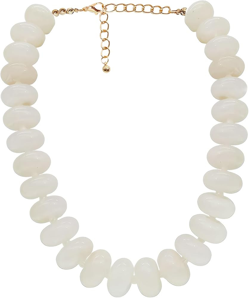 Chunky Beaded Necklace for Women Large Big Bead Choker Necklaces Trendy Boho Bold Statement Beads... | Amazon (US)