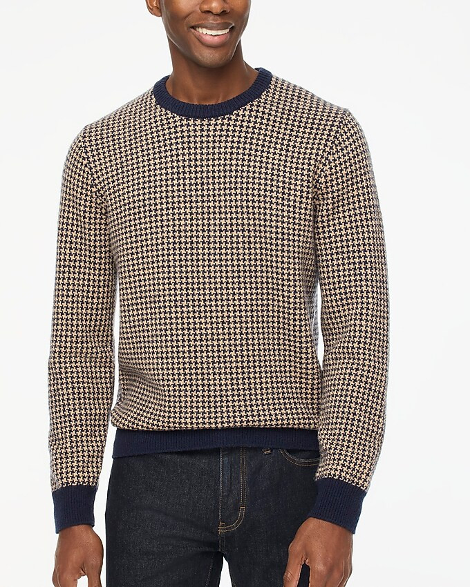 Lambswool-blend houndstooth crewneck sweater | J.Crew Factory