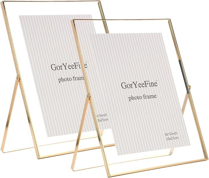 Gold 8x10'' Floating Frame Set of 2, For Photo Sizes ( 5x7'' ,6x8'' 7x9'' up to 8x10''), Beautifu... | Amazon (US)