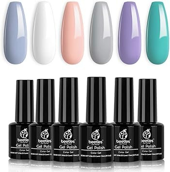 Beetles Pastel Series Lilac & Lillies Gel Nail Polish Set - 6 Colors Nude Grey White Gel Polish K... | Amazon (US)