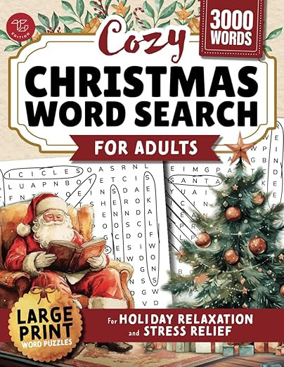 Cozy Christmas Word Search for Adults: Large Print Word Puzzles for Holiday Relaxation and Stress... | Amazon (US)