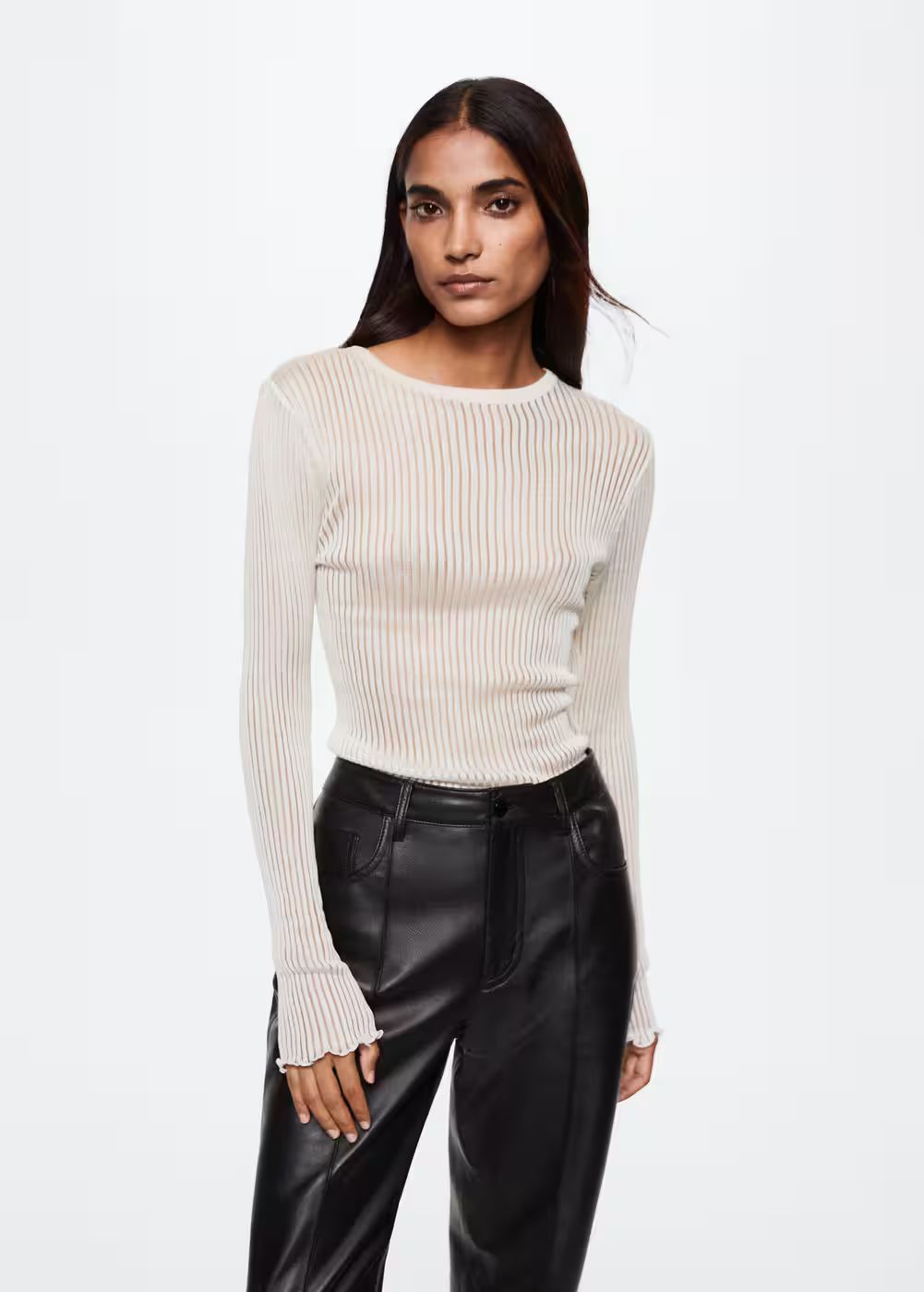 Long sleeve silk t-shirt -  Women | Mango USA | MANGO (US)