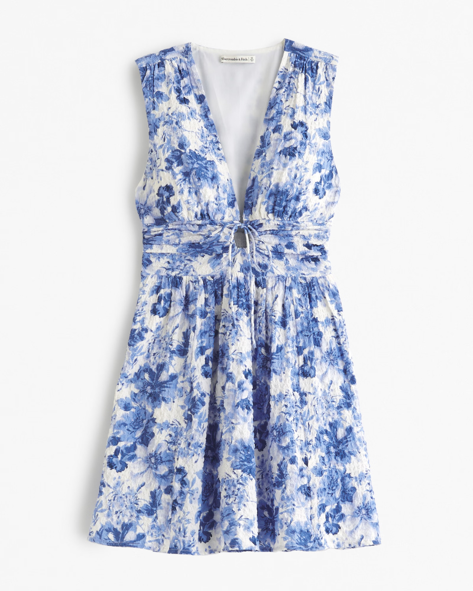 Women's Tie-Front Textured Mini Dress | Women's Dresses & Jumpsuits | Abercrombie.com | Abercrombie & Fitch (US)