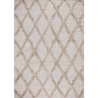 StyleWell Valencia 8 ft. x 11 ft. Ivory Trellis Shag Area Rug 19877 - The Home Depot | The Home Depot