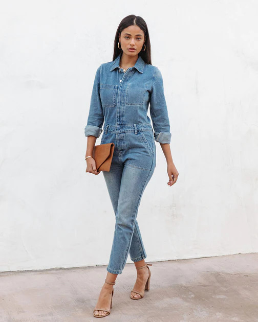 Jenny Pocketed Denim Jumpsuit | VICI