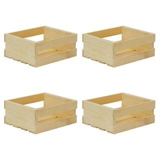 Crates & Pallet 11.75 in. x 9.63 in. x 4.75 in. Small Wood Crate (4- Pack) 94644 | The Home Depot