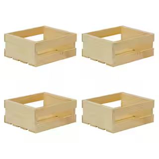 Crates & Pallet 11.75 in. x 9.63 in. x 4.75 in. Small Wood Crate (4- Pack) 94644 | The Home Depot