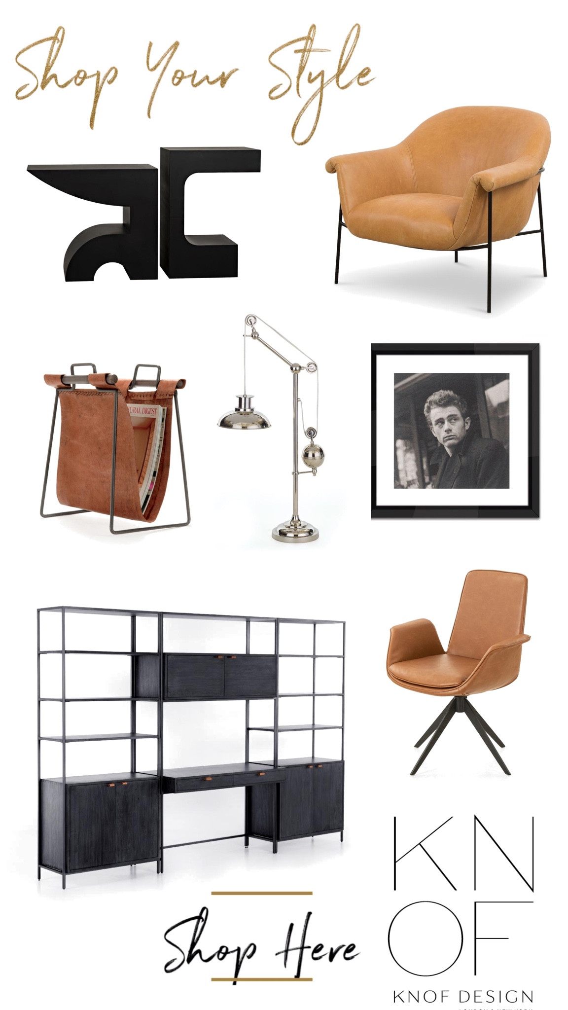 MASCULINE MOOD | Saddle brown leathers, cognac wood tones, cerused wood, metal accents. It all has us feeling rich and warm! @knofdesign 

#LTKover40 #LTKmens #LTKhome