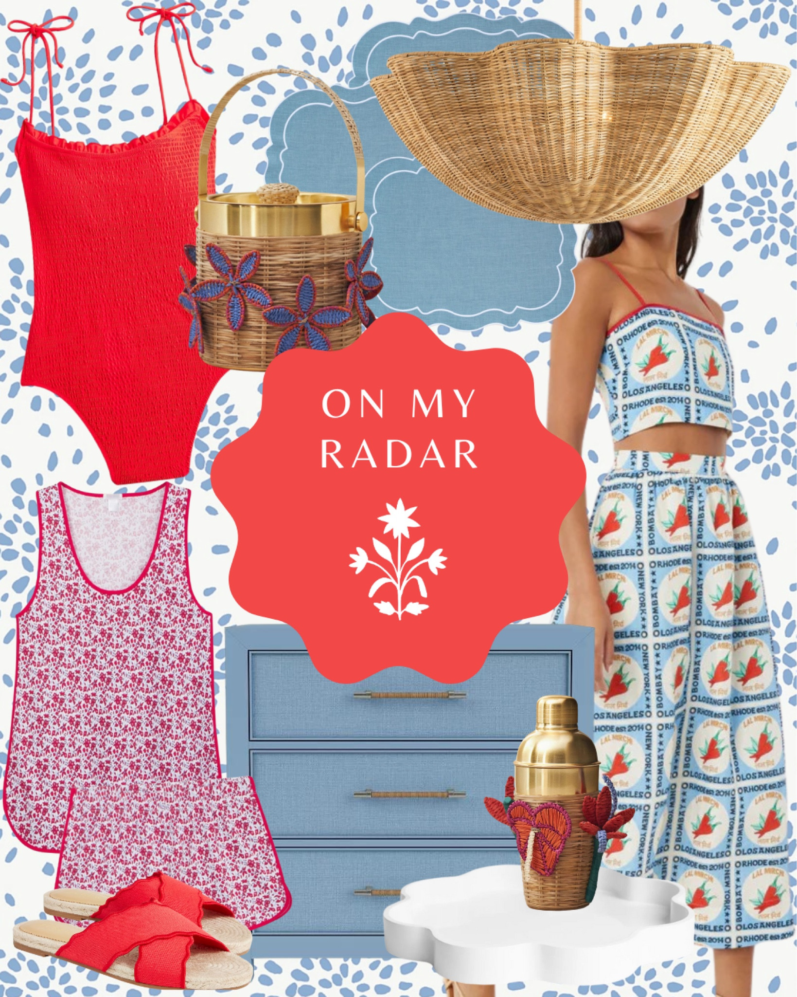 Matching set; 4th of July; lake pajamas; grasscloth nightstand; one piece; scalloped placemats; slide sandals

#LTKSwim #LTKStyleTip #LTKHome