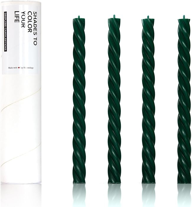 10" Candle Sticks, Twisted Taper Candles, Pine Green, 4-Pack, Unscented | Amazon (US)