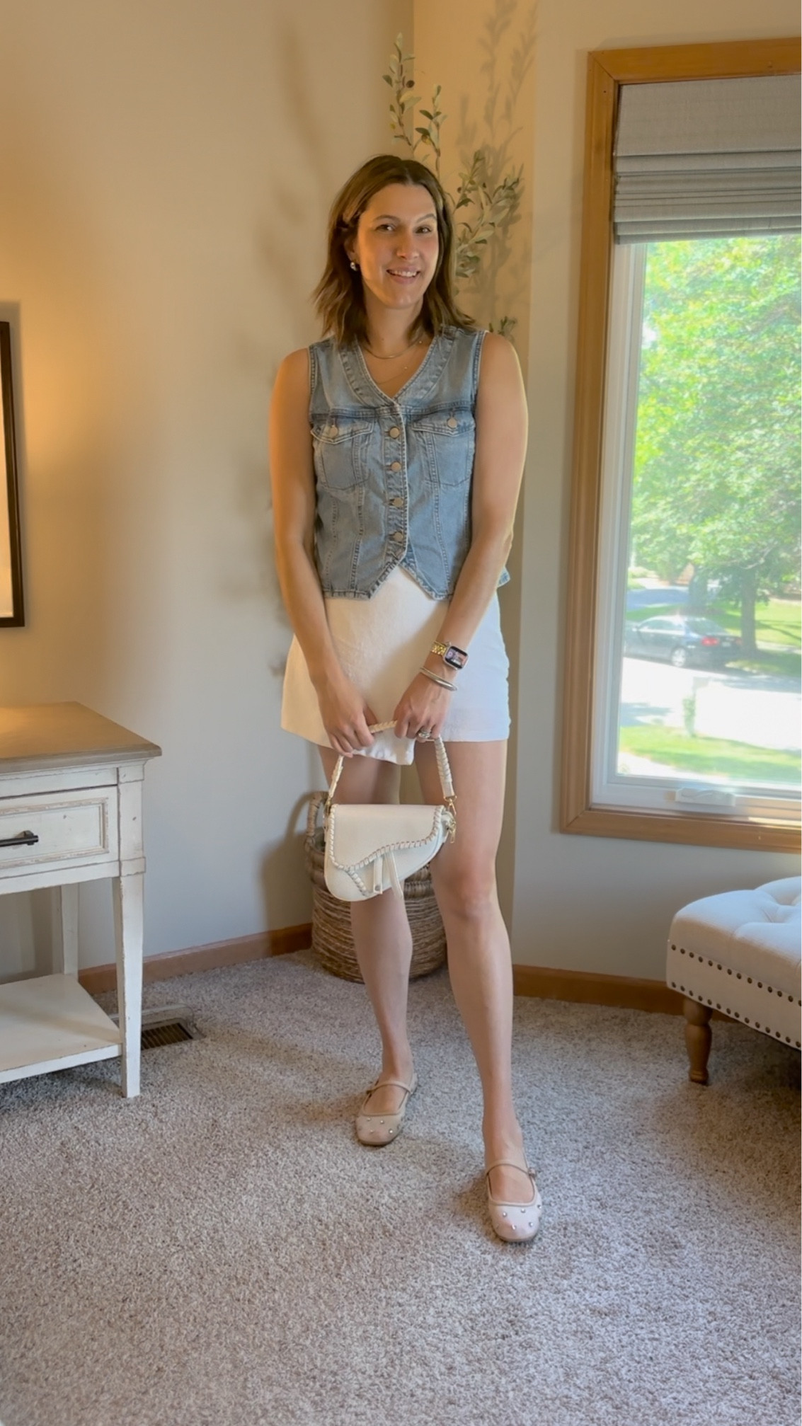 Denim vest pair with a skort and matching handbag is the perfect summer date night look! 

Abercrombie finds, AF favorites, target denim, Amazon fashion, mesh ballet flats, casual chic, easy outfits, affordable styles, tall girl approved 

#LTKFindsUnder50 #LTKStyleTip #LTKSaleAlert