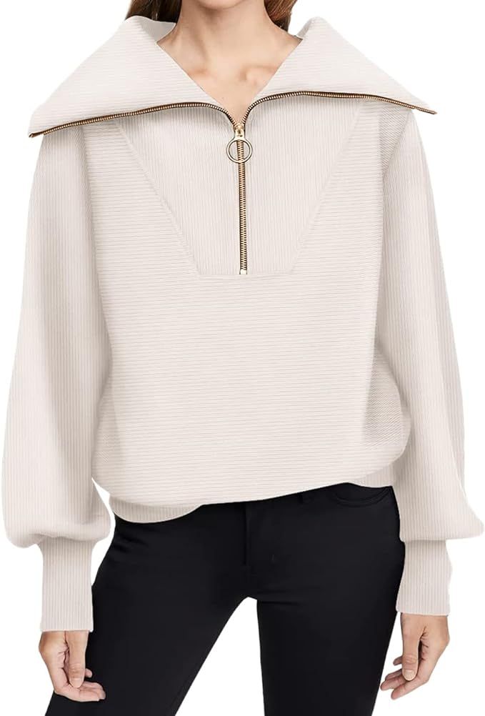 Women's Half Zip Pullover Sweatshirts Oversized Hoodie Quarter Zip Sweatshirt for Teen Girls Fall... | Amazon (US)