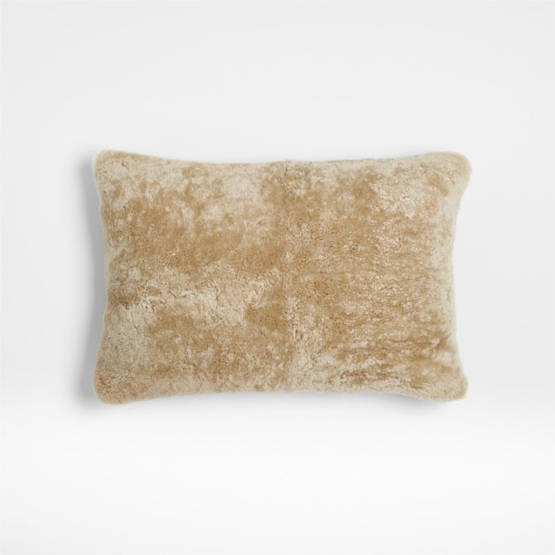 Malmo Shearling 22"x15" Camel Tan Lumbar Pillow Cover + Reviews | Crate & Barrel | Crate & Barrel