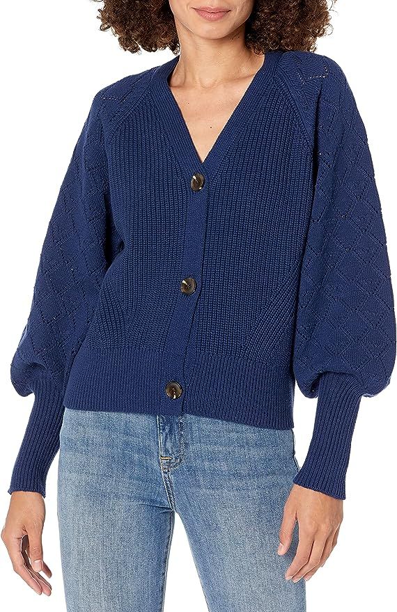 The Drop Women's Divya Pointelle Full Sleeve Cardigan Sweater | Amazon (US)