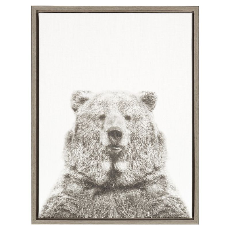 Bear Framed Canvas Art Gray (24"x18") - Uniek | Target