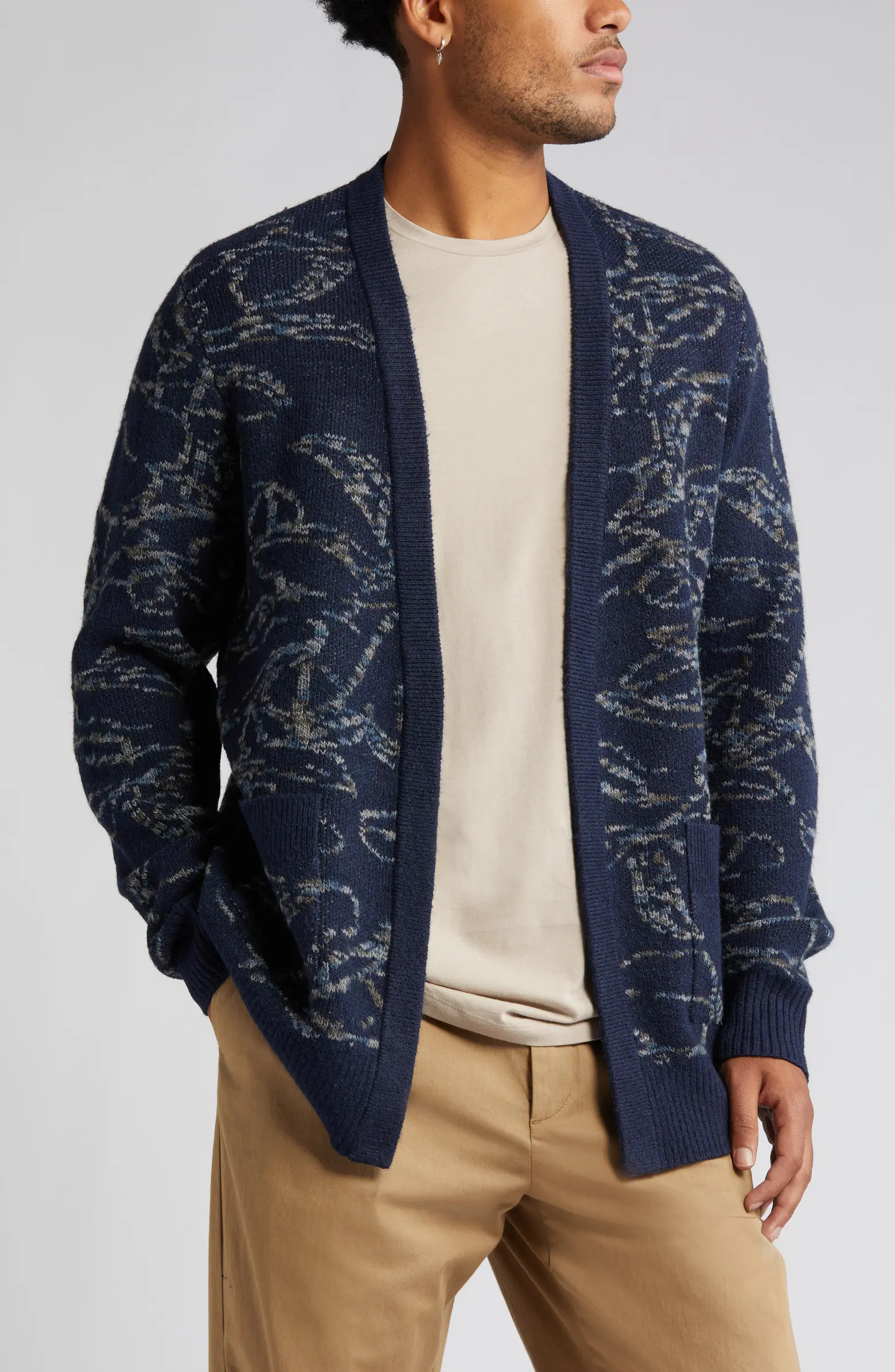 Open Edit Open Front Jacquard Cardigan | Nordstrom | Nordstrom
