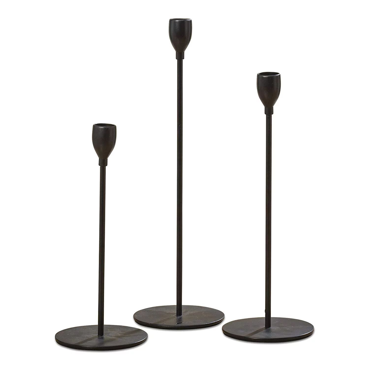 Scandi Style Tulip Top Taper Candle Holders, Set of 3, Artisan Crafted, Finished in Black, Hand R... | Walmart (US)