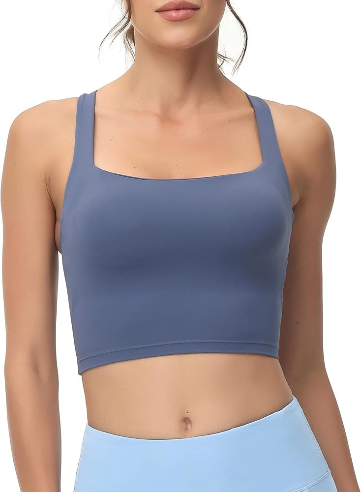 romansong Strappy Yoga Sports Bras for Women Padded Criss-Cross Back Tank Tops | Amazon (US)