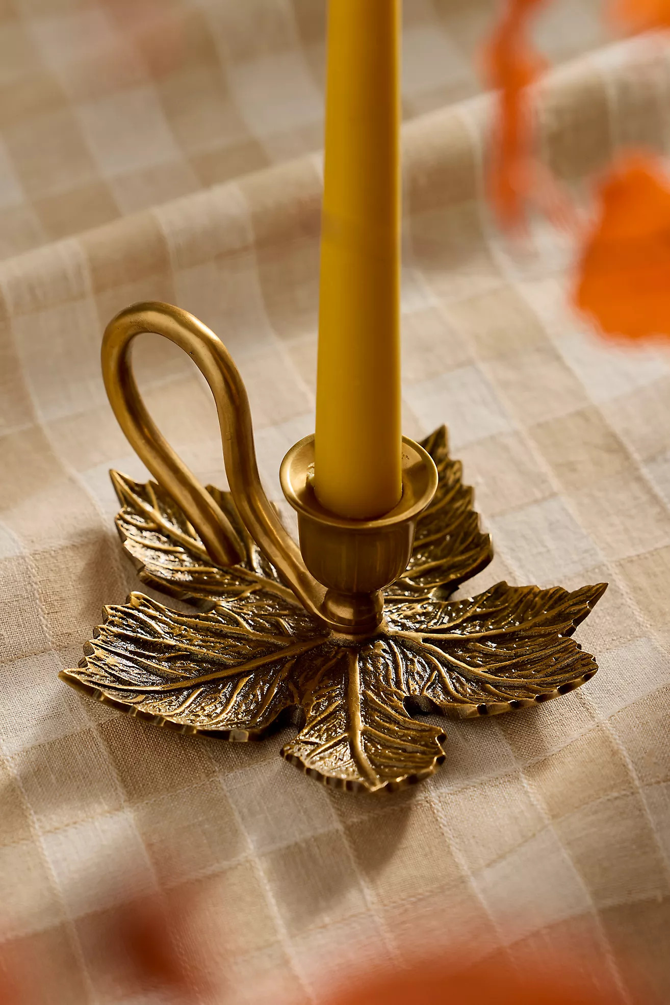 Brass Leaf Taper Holder | Anthropologie (US)