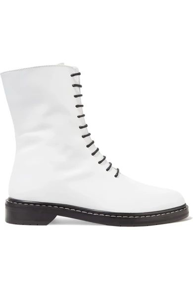 The Row - Fara Leather Ankle Boots - White | NET-A-PORTER (US)