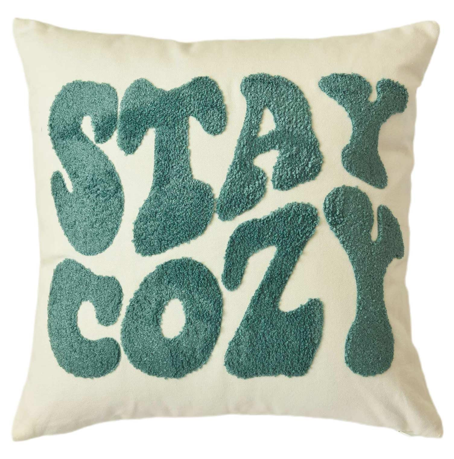 Embroidered Stay Cozy Decorative Throw Pillow Cover, Stay Cozy 18 Inches x 18 Inches Cover Only | Amazon (US)